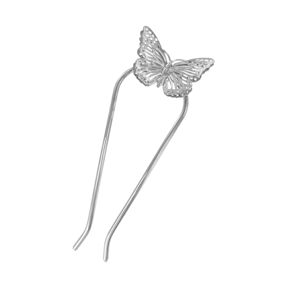 かんざし hair stick メタル 透かし バタフライ 蝶 U字 カーブ ヘアコーム ヘアスティック