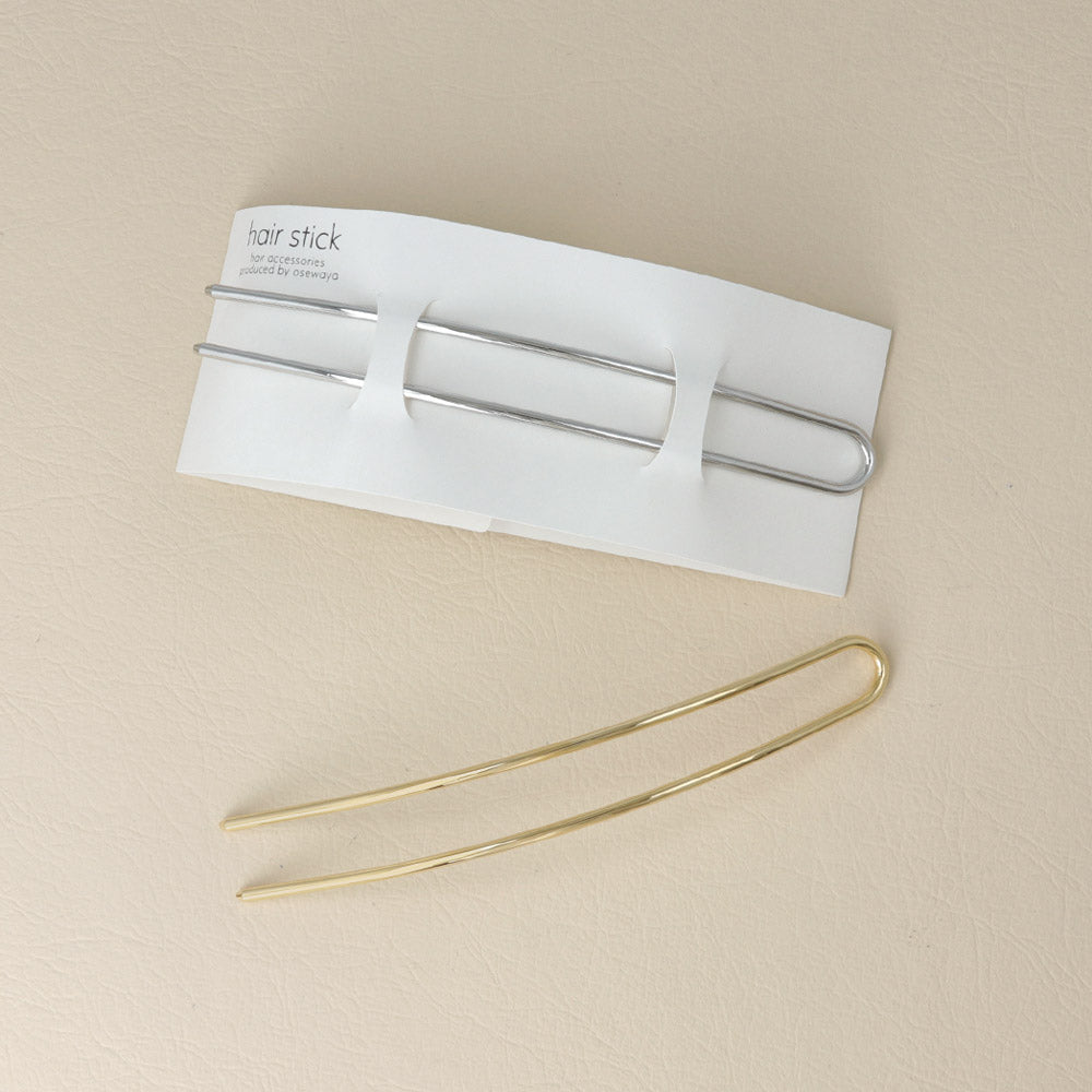 かんざし hair stick メタル スリム U字 カーブ ヘアコーム ヘアスティック