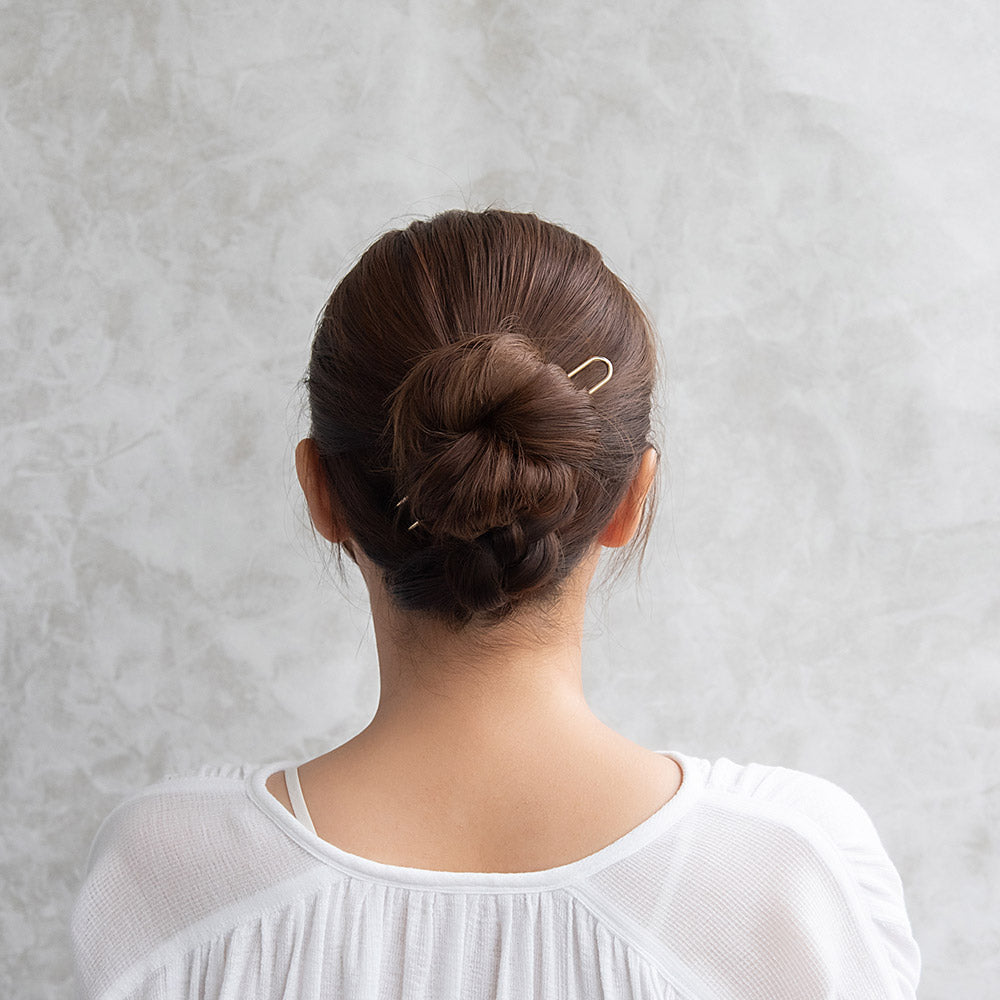 かんざし hair stick メタル スリム U字 カーブ ヘアコーム ヘアスティック