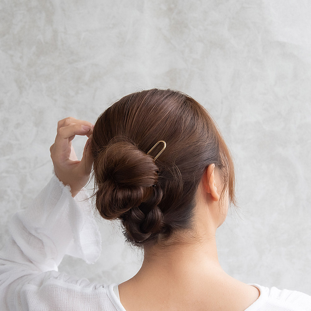 かんざし hair stick メタル スリム U字 カーブ ヘアコーム ヘアスティック