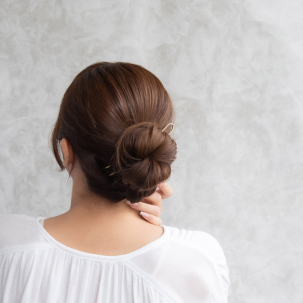 かんざし hair stick メタル スリム U字 カーブ ヘアコーム ヘアスティック