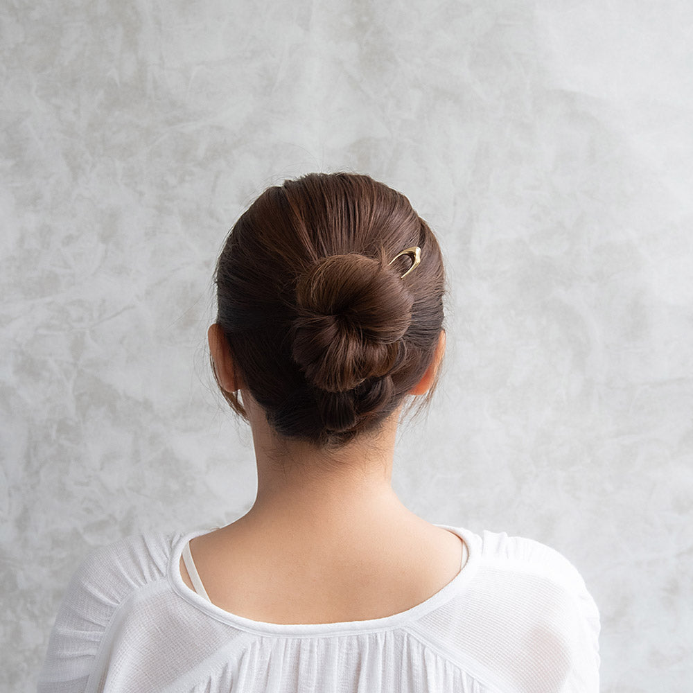 かんざし hair stick ニッケルフリー メタル メルト スリム U字 カーブ ヘアスティック