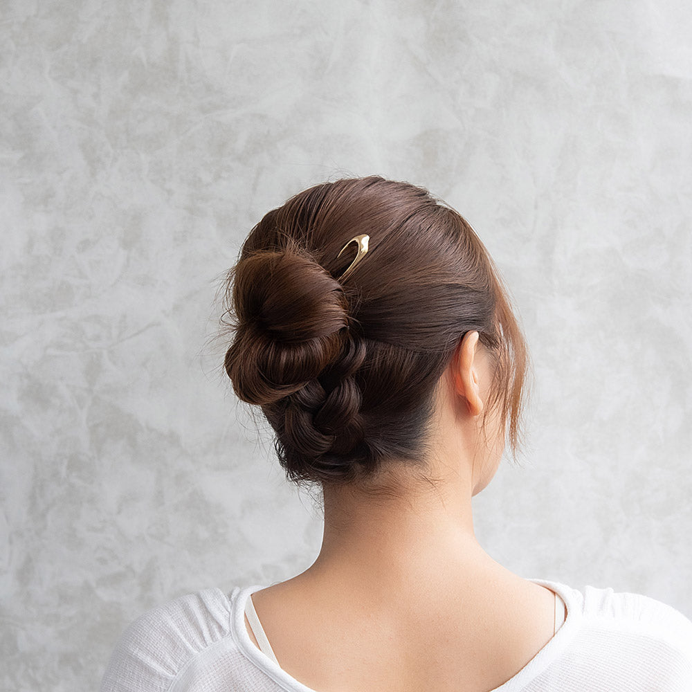 かんざし hair stick ニッケルフリー メタル メルト スリム U字 カーブ ヘアスティック