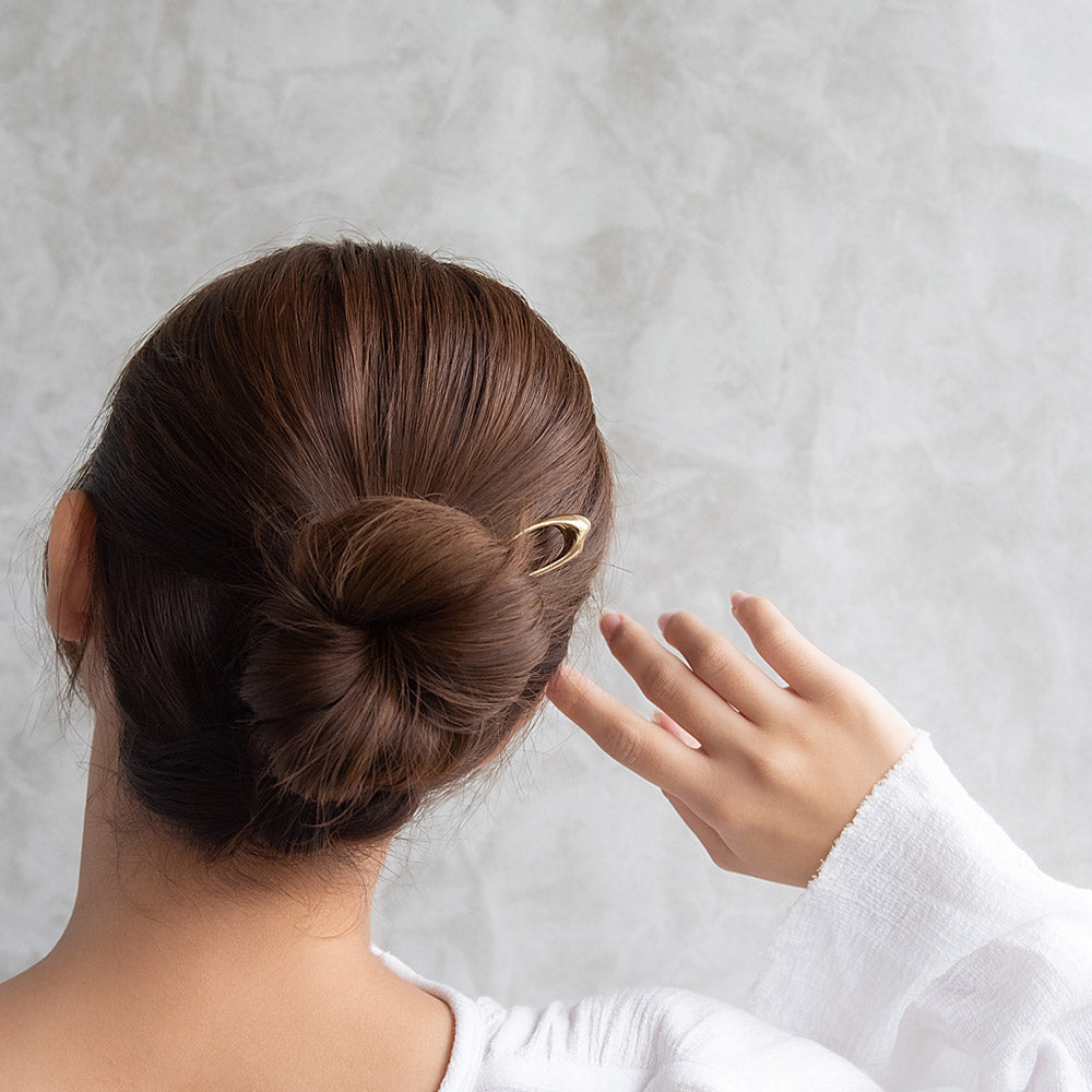 かんざし hair stick ニッケルフリー メタル メルト スリム U字 カーブ ヘアスティック