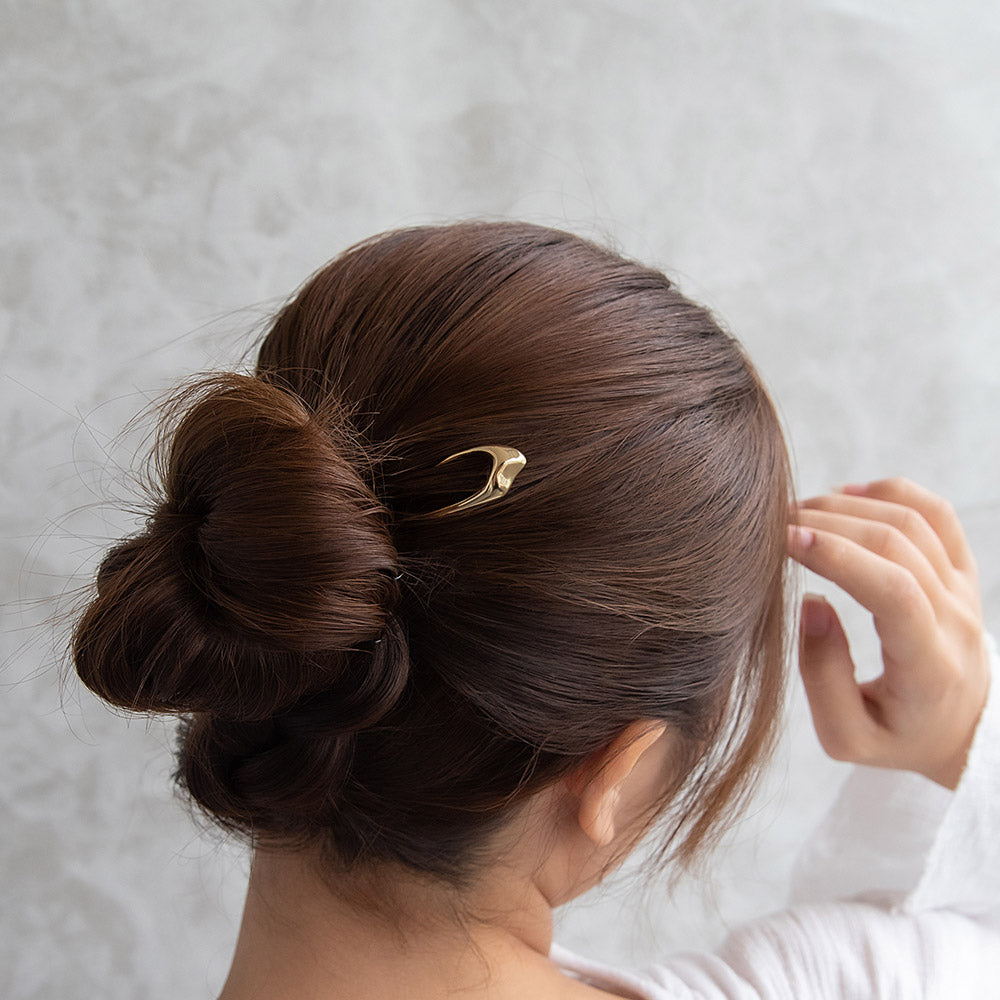 かんざし hair stick ニッケルフリー メタル メルト スリム U字 カーブ ヘアスティック