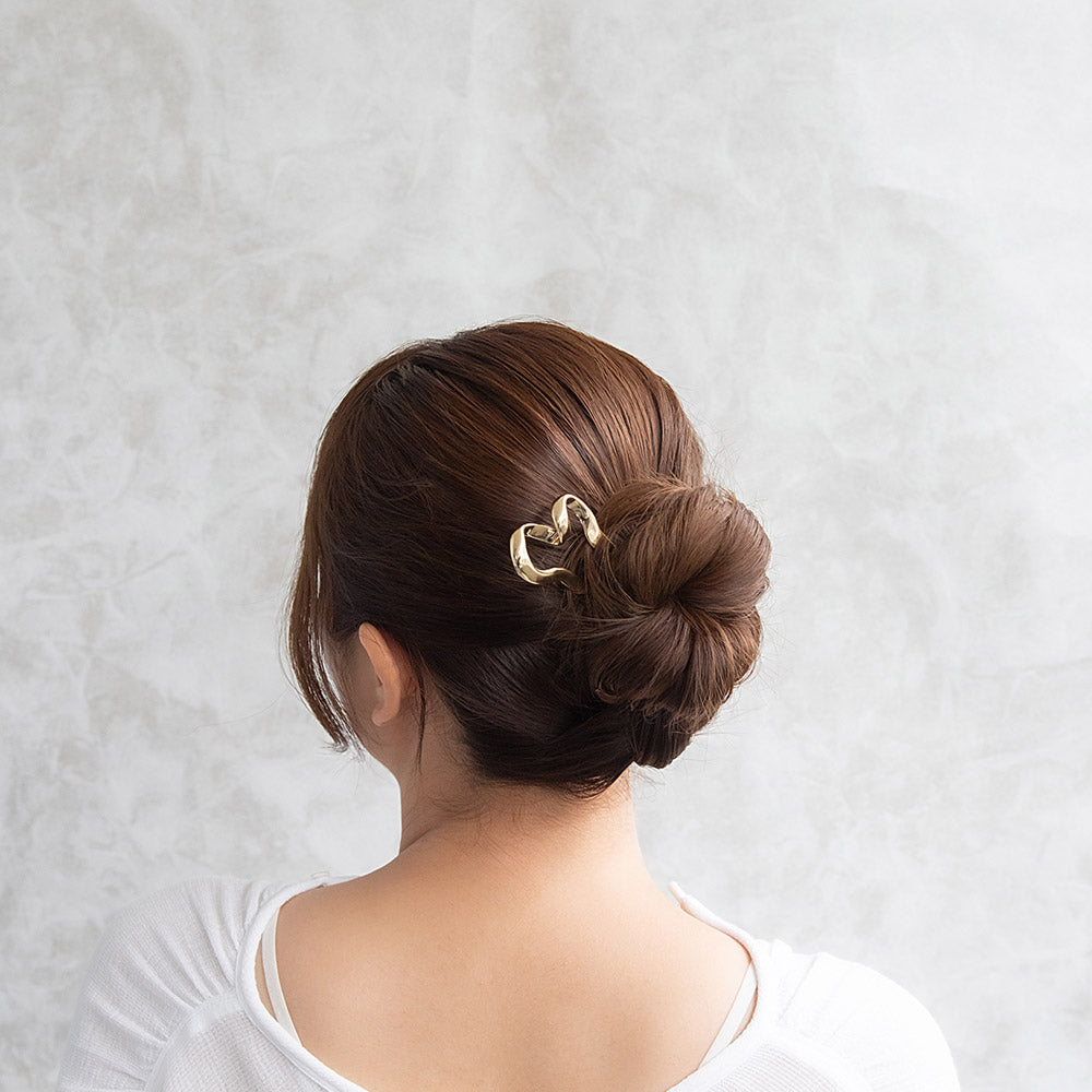 かんざし hair stick ニッケルフリー メタル ツイスト ハート U字 ヘアスティック