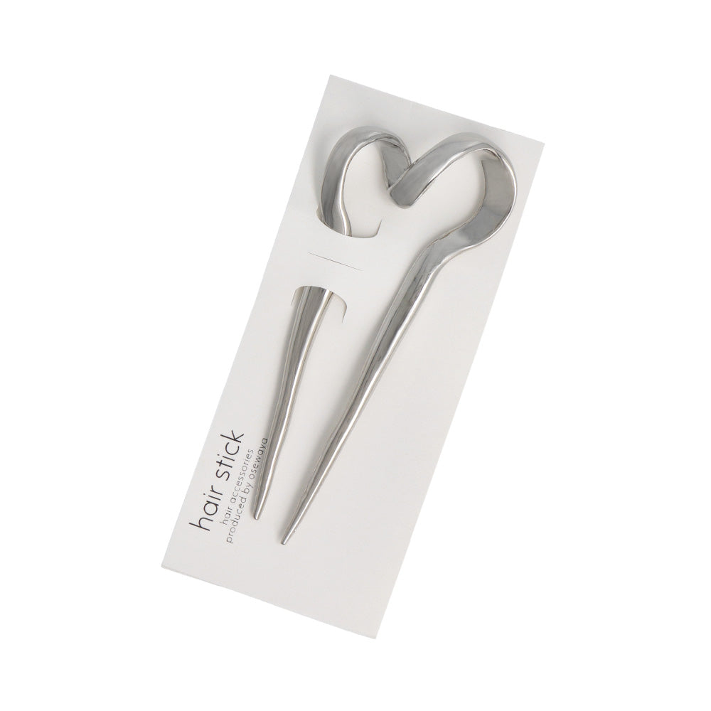 かんざし hair stick ニッケルフリー メタル ツイスト ハート U字 ヘアスティック