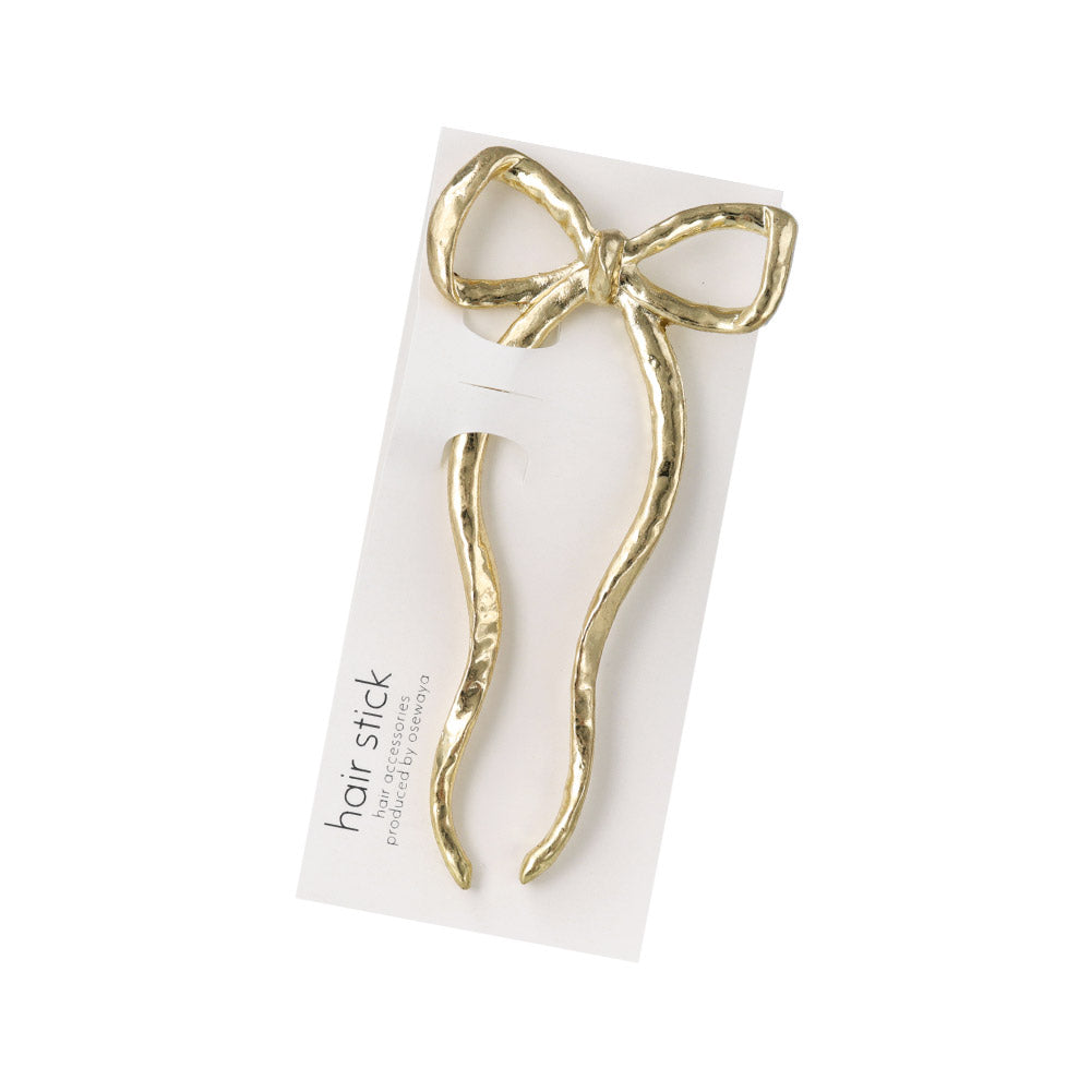かんざし hair stick ニッケルフリー メタル マット リボン U字 ウェーブ ヘアコーム ヘアスティック