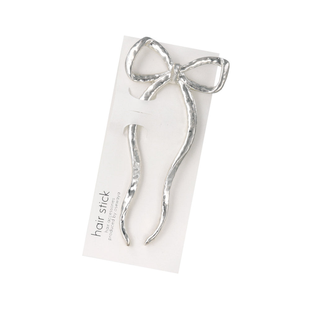 かんざし hair stick ニッケルフリー メタル マット リボン U字 ウェーブ ヘアコーム ヘアスティック
