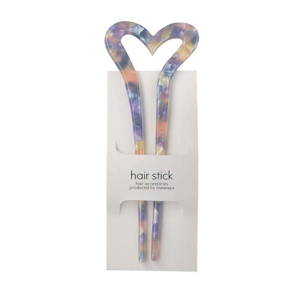 かんざし hair stick マーブル カラー ハート U字