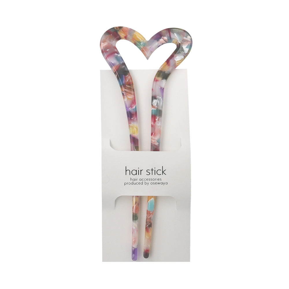 かんざし hair stick マーブル カラー ハート U字
