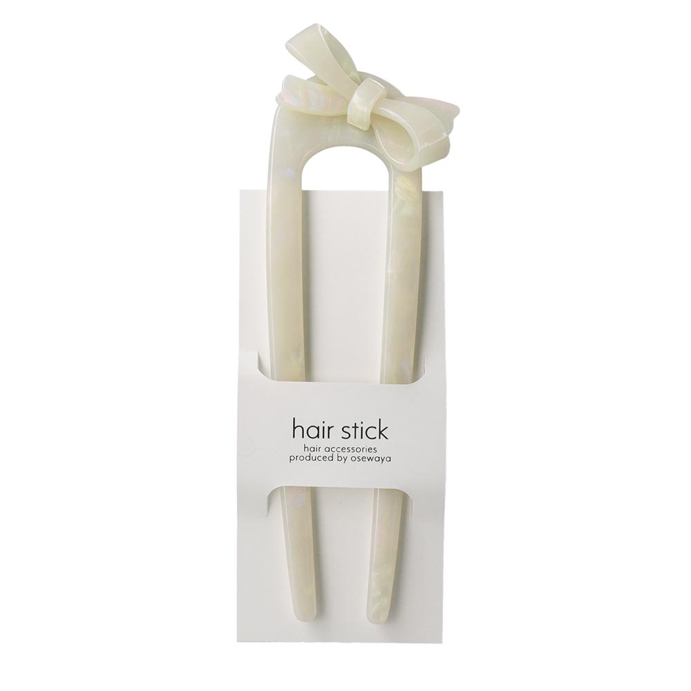 かんざし hair stick マーブル カラー 立体 リボン U字