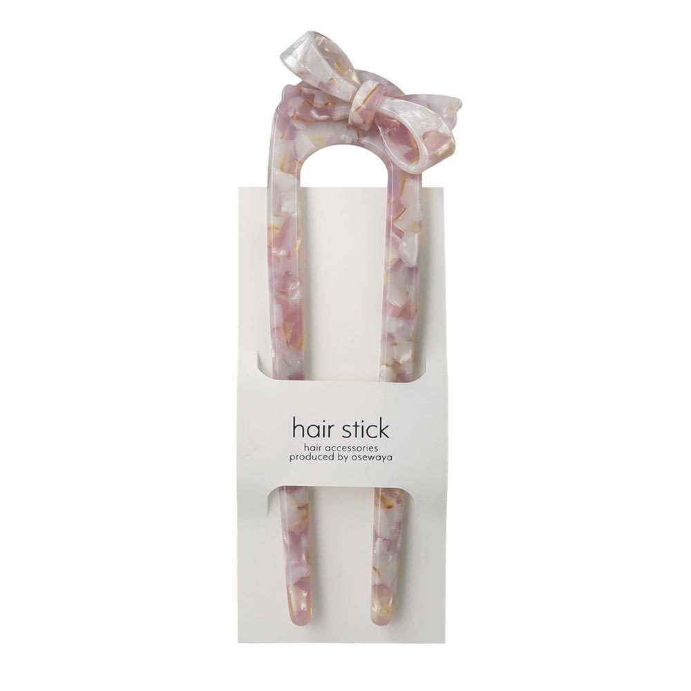 かんざし hair stick マーブル カラー 立体 リボン U字