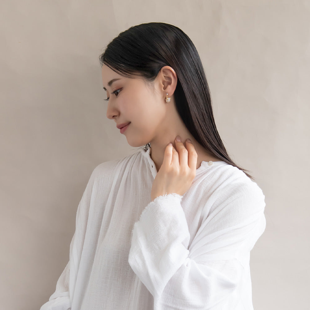 樹脂ピアス ニッケルフリー メタル プラパール リボン バックキャッチ スタッドピアス