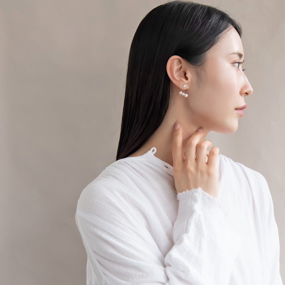 樹脂ピアス ニッケルフリー プラパール ガラス メタル 2way バックキャッチ スタッドピアス