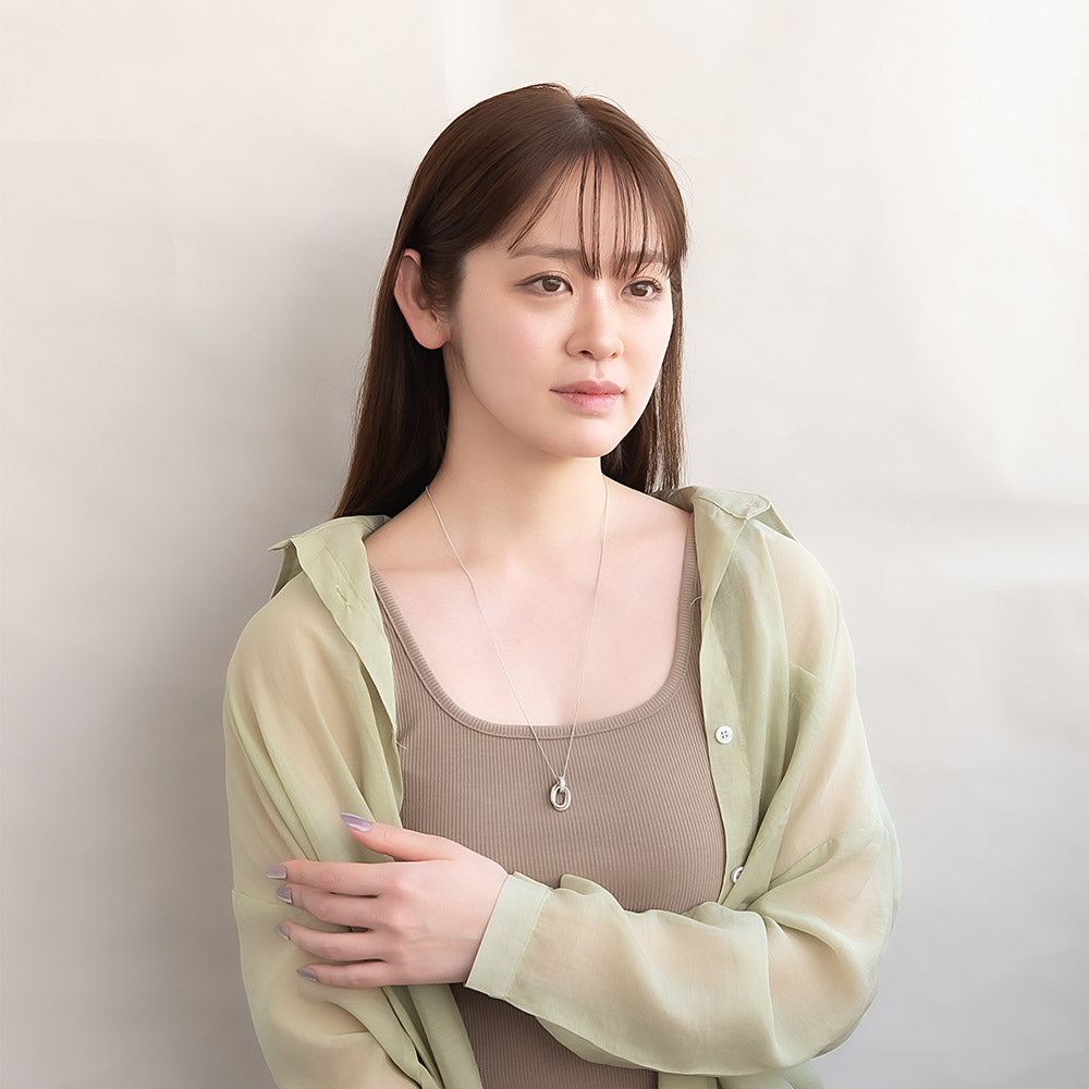 ネックレス ニッケルフリー メタル ダブル オーバル クロス キュービックジルコニア リング キヘイチェーン ペンダントネックレス