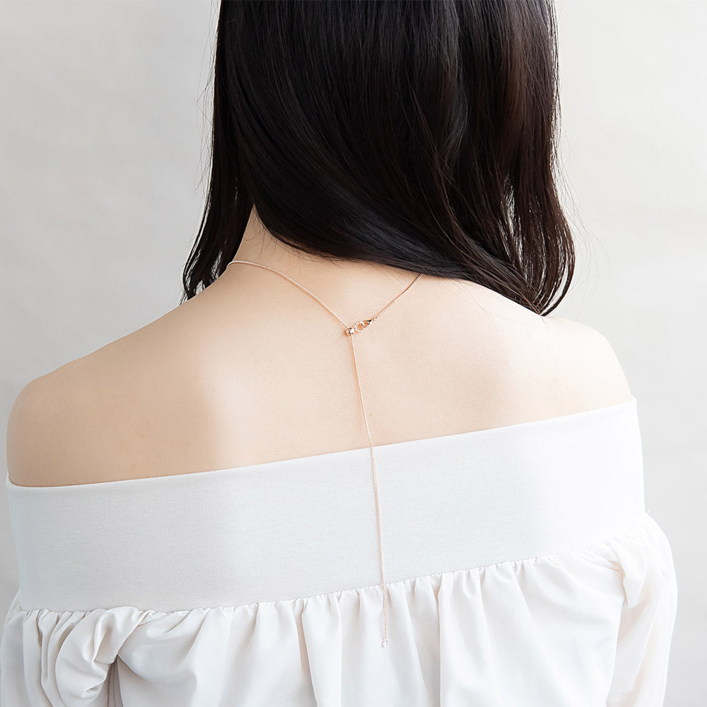 ネックレス ニッケルフリー ロゼシルバー メタル キュービックジルコニア ステック ストーン 連爪 ウェーブ ライン Y字 スライドボール キヘイチェーン ロングネックレス