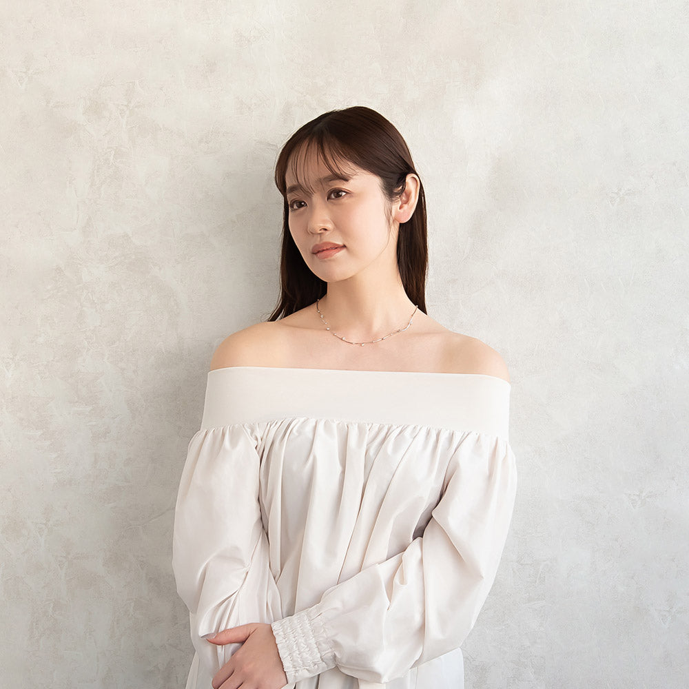 ネックレス ニッケルフリー メタル ボール ストーン ドット スエッジ チェーン ショートネックレス