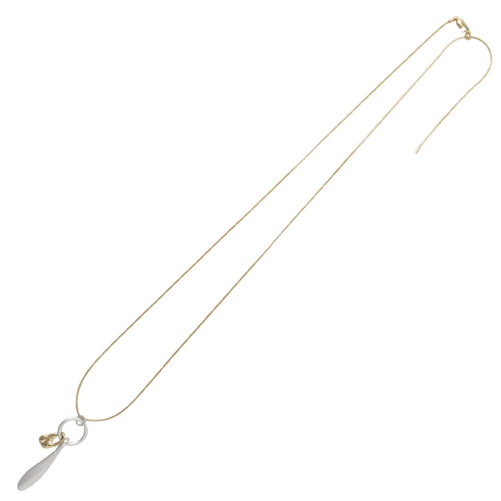 ネックレス Combination Metal ニッケルフリー メタル リング ドロップ オーバル スライドボール スネークチェーン ロングネックレス