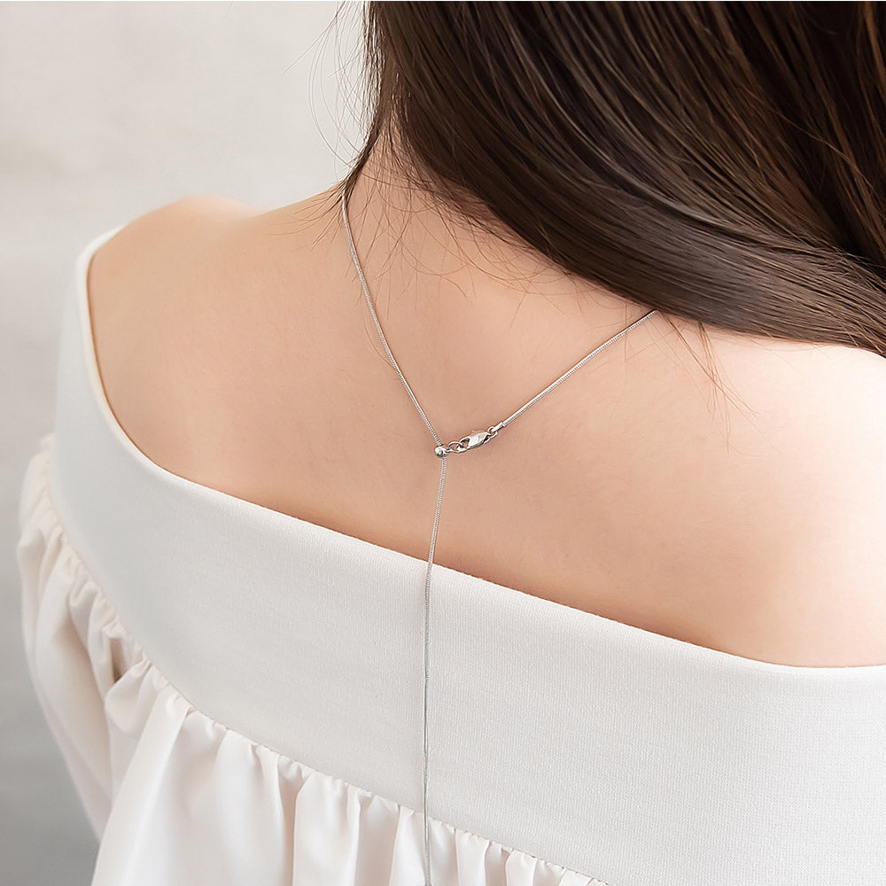ネックレス Combination Metal ニッケルフリー メタル リング ドロップ オーバル スライドボール スネークチェーン ロングネックレス