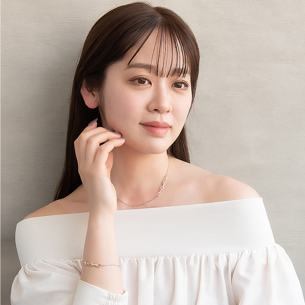 ネックレス Combination Metal ニッケルフリー メタル トリプル ∞ インフィニティー クロス スライドボール S字 ツイストチェーン ショートネックレス