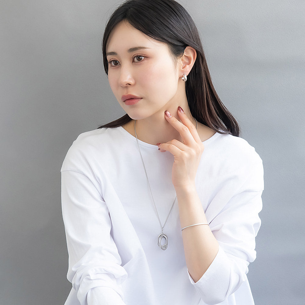 ネックレス ニッケルフリー sable silver メタル トリプル オーバル リング クロス ペンダントネックレス