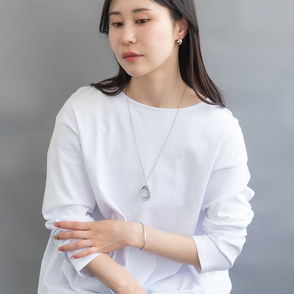 ネックレス ニッケルフリー sable silver メタル トリプル オーバル リング クロス ペンダントネックレス