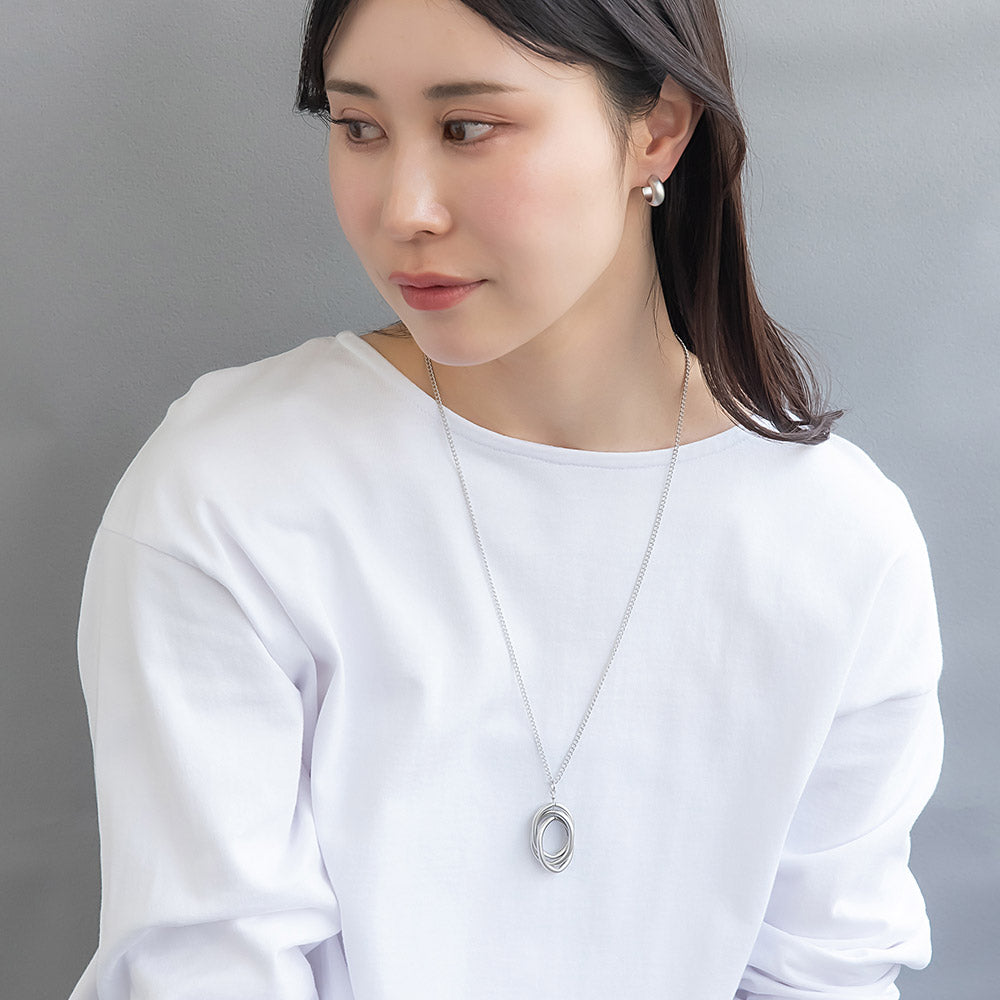 ネックレス ニッケルフリー sable silver メタル トリプル オーバル リング クロス ペンダントネックレス