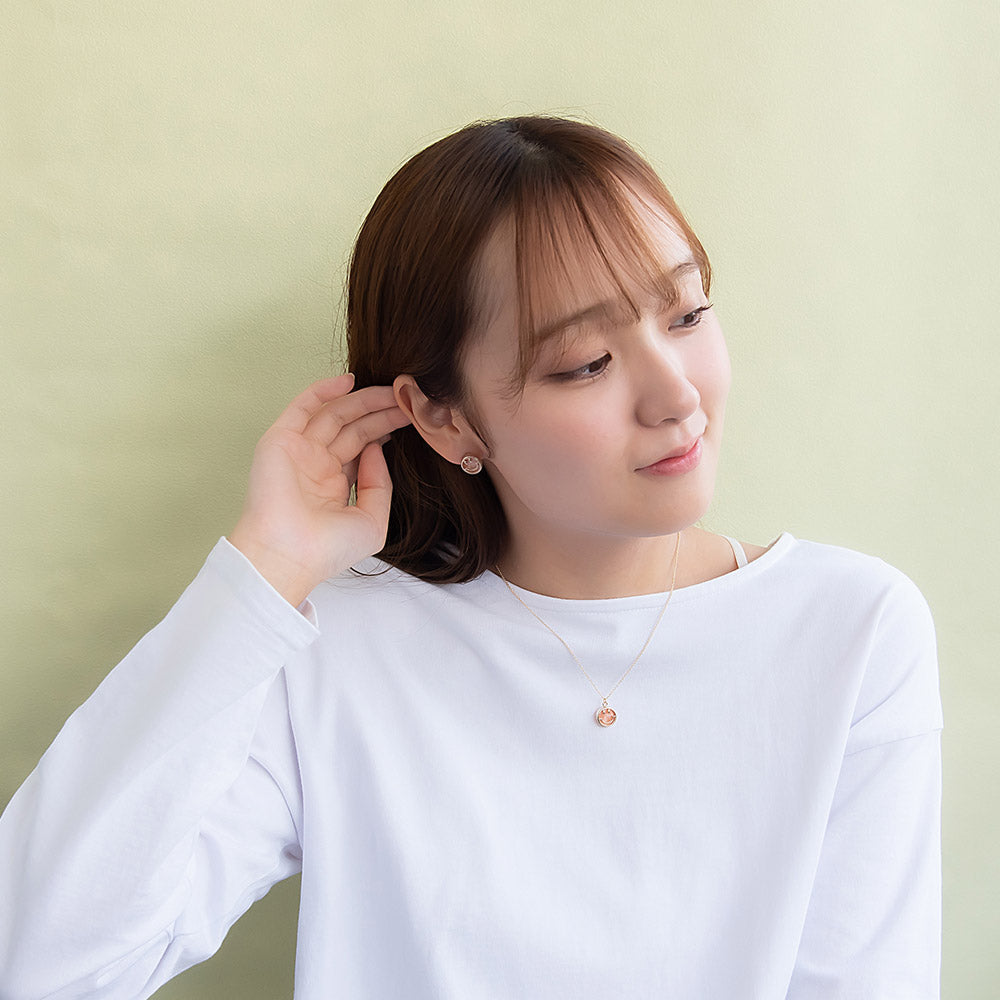 ネックレス ニッケルフリー メタル スマイル ニコちゃん マーブル カラー チェーン ペンダントネックレス