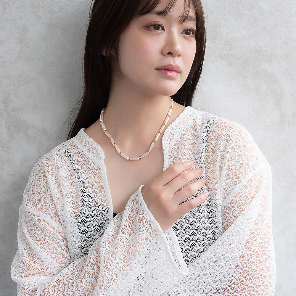 ネックレス ニッケルフリー メタル ビーズ ロング パール ショートネックレス