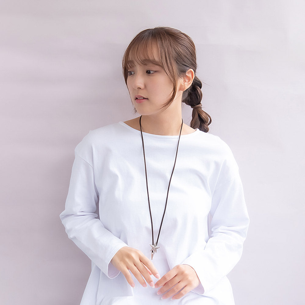 ネックレス yura スター コンチョ メタル コード ループタイ ロングネックレス
