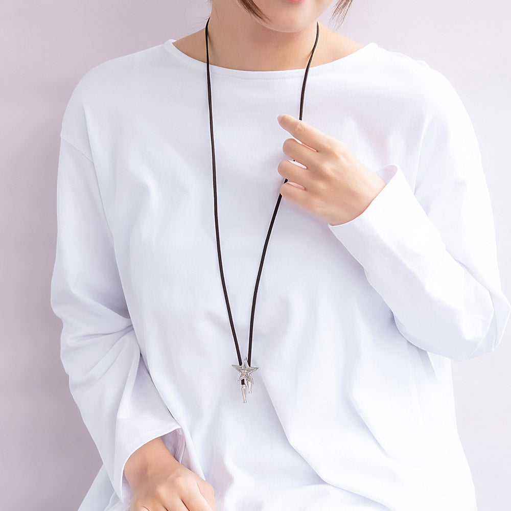 ネックレス yura スター コンチョ メタル コード ループタイ ロングネックレス