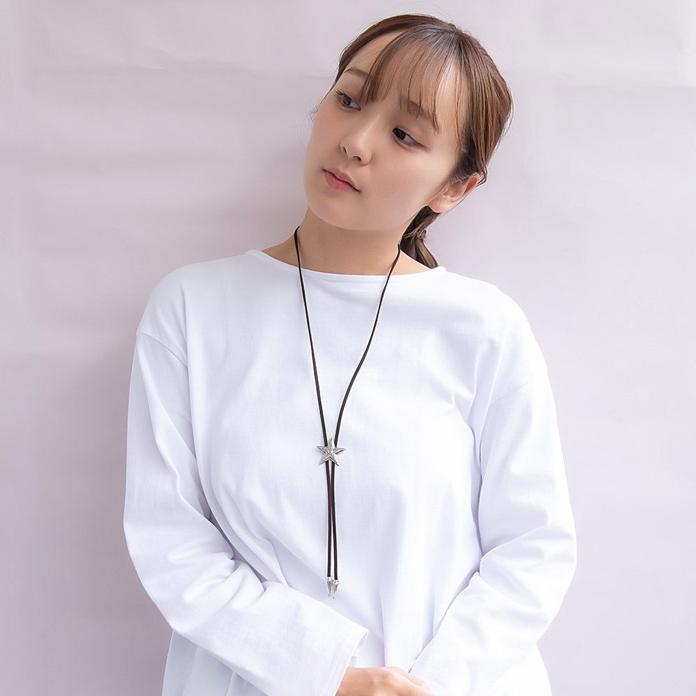 ネックレス yura スター コンチョ メタル コード ループタイ ロングネックレス