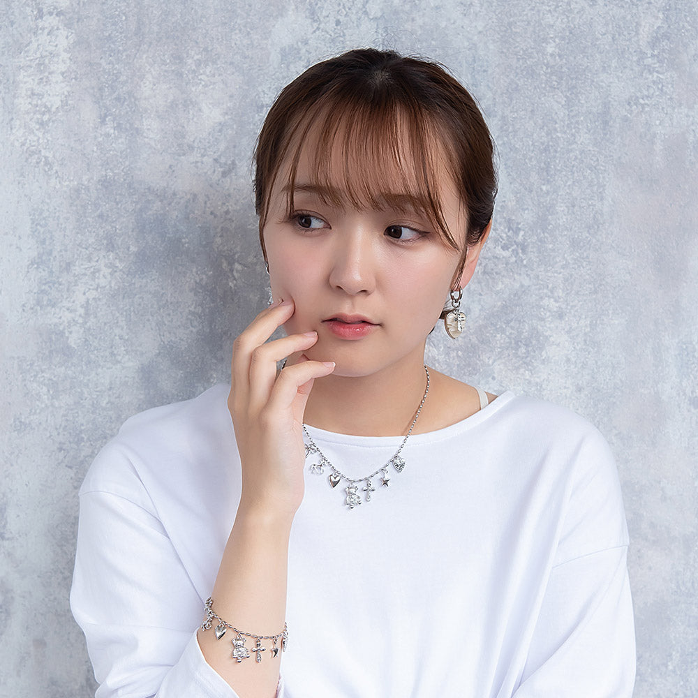 ネックレス yura ニッケルフリー メタル リボン ユニコーン ハート クマ クロス スター オーバルボール チェーン ショートネックレス