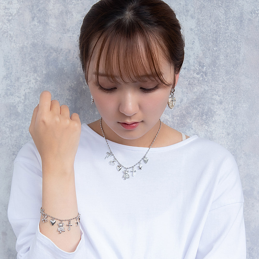 ネックレス yura ニッケルフリー メタル リボン ユニコーン ハート クマ クロス スター オーバルボール チェーン ショートネックレス