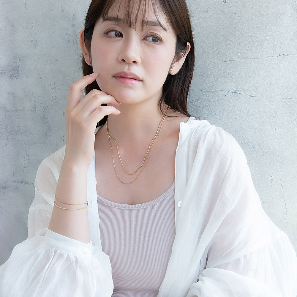 ネックレス ステンレス 2連 細 スネーク チェーン ショートネックレス