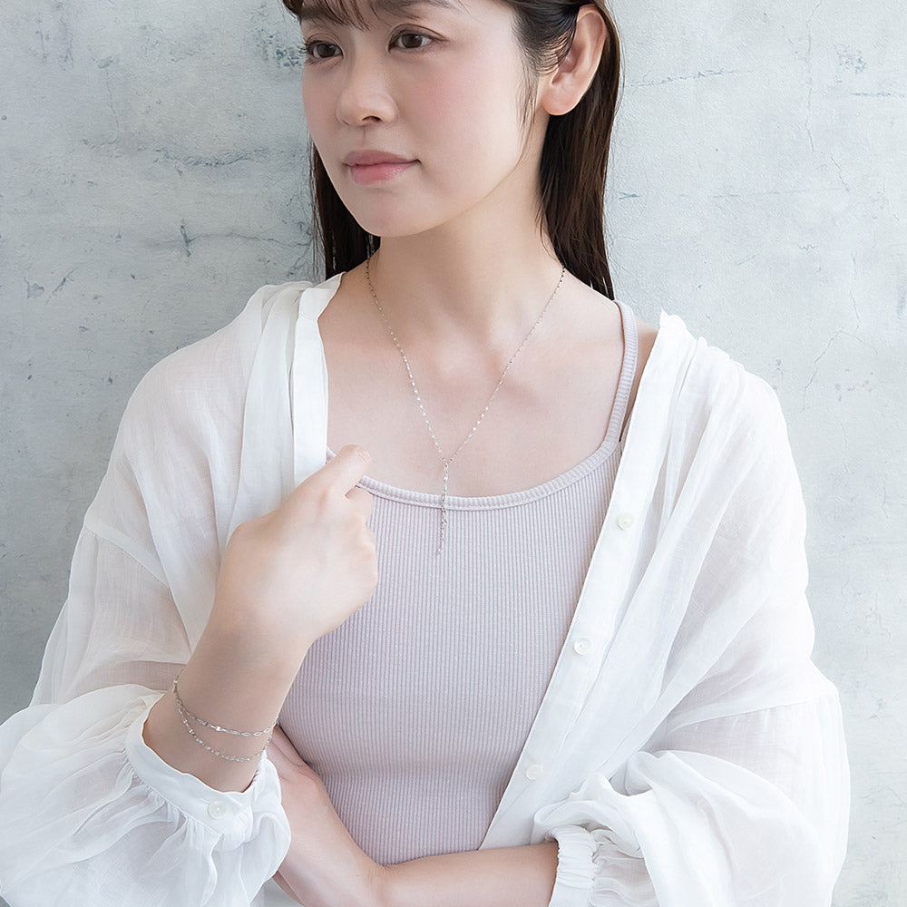 ネックレス ステンレス ペタルチェーン Y字 ラヴァリエール ショートネックレス