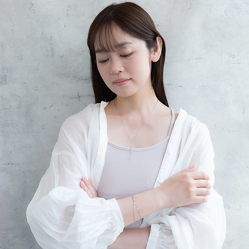 ネックレス ステンレス ペタルチェーン Y字 ラヴァリエール ショートネックレス