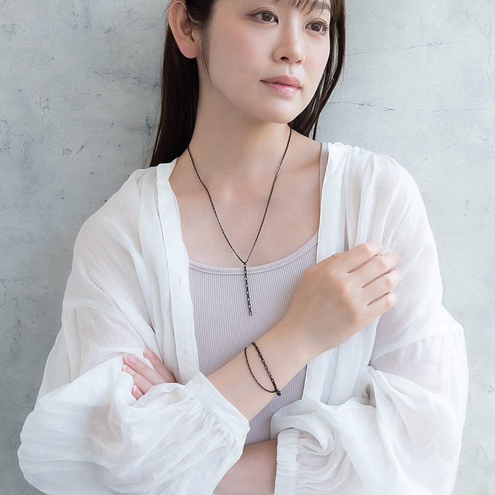 ネックレス ステンレス レクタングルチェーン Y字 ラヴァリエール ショートネックレス