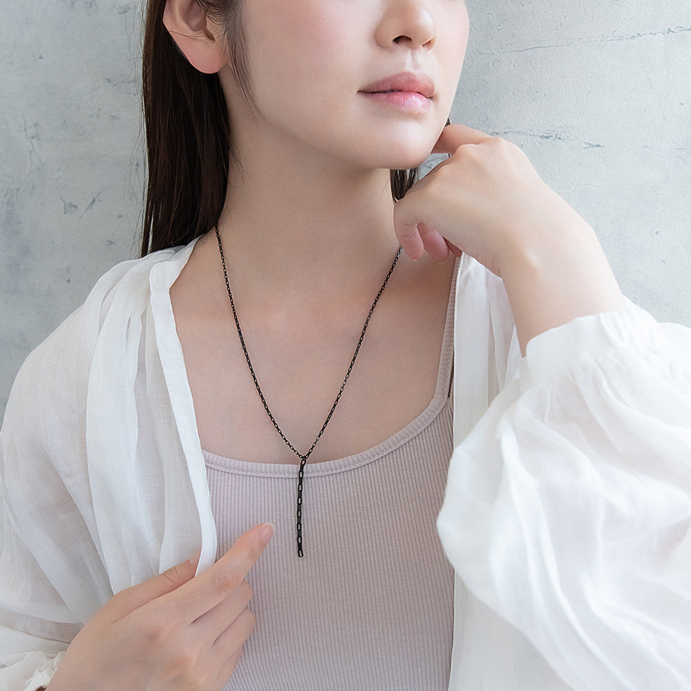 ネックレス ステンレス レクタングルチェーン Y字 ラヴァリエール ショートネックレス