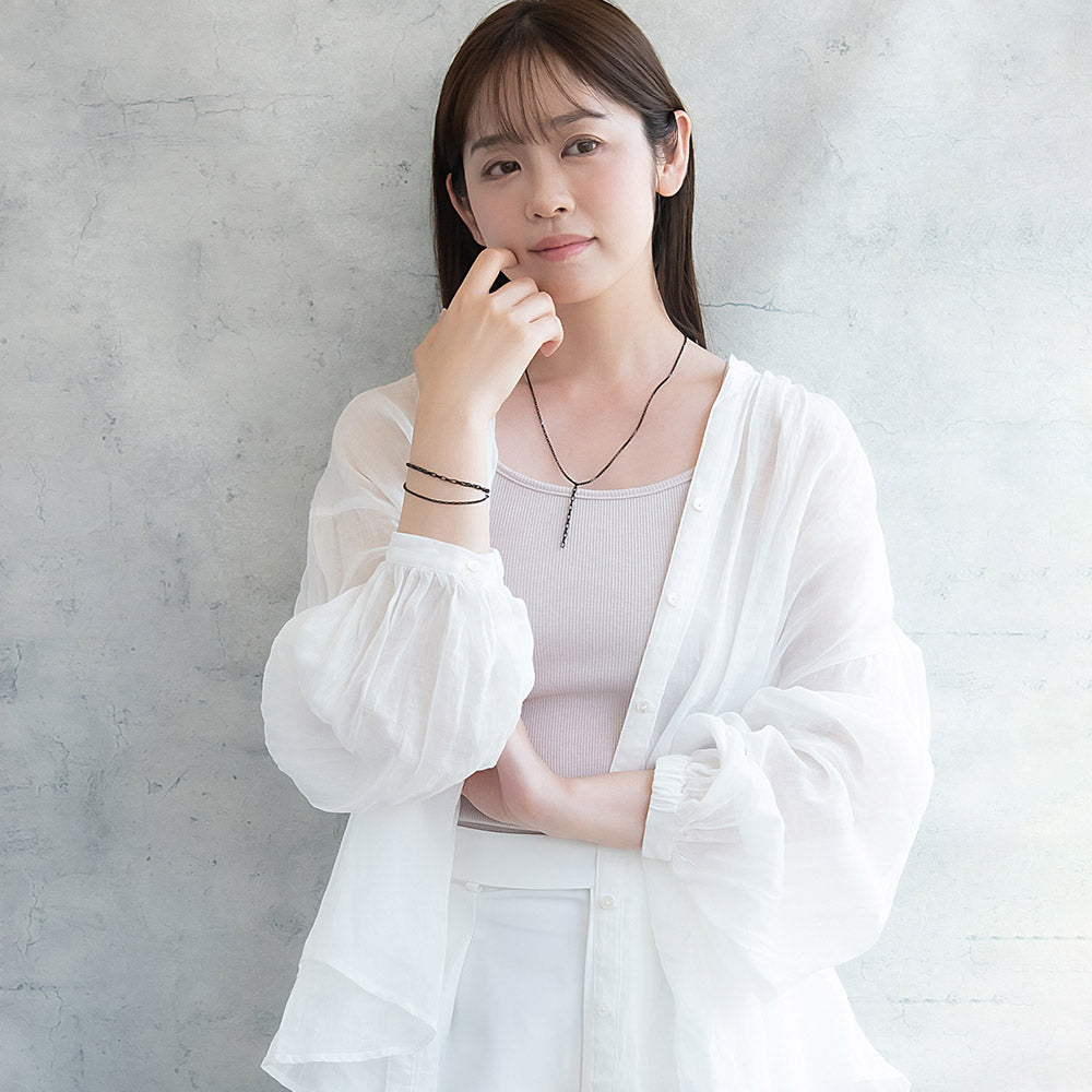 ネックレス ステンレス レクタングルチェーン Y字 ラヴァリエール ショートネックレス