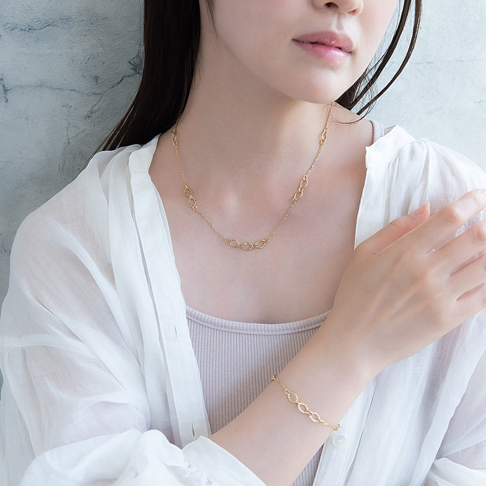 ネックレス ステンレス テクスチャー デザイン チェーン ショートネックレス
