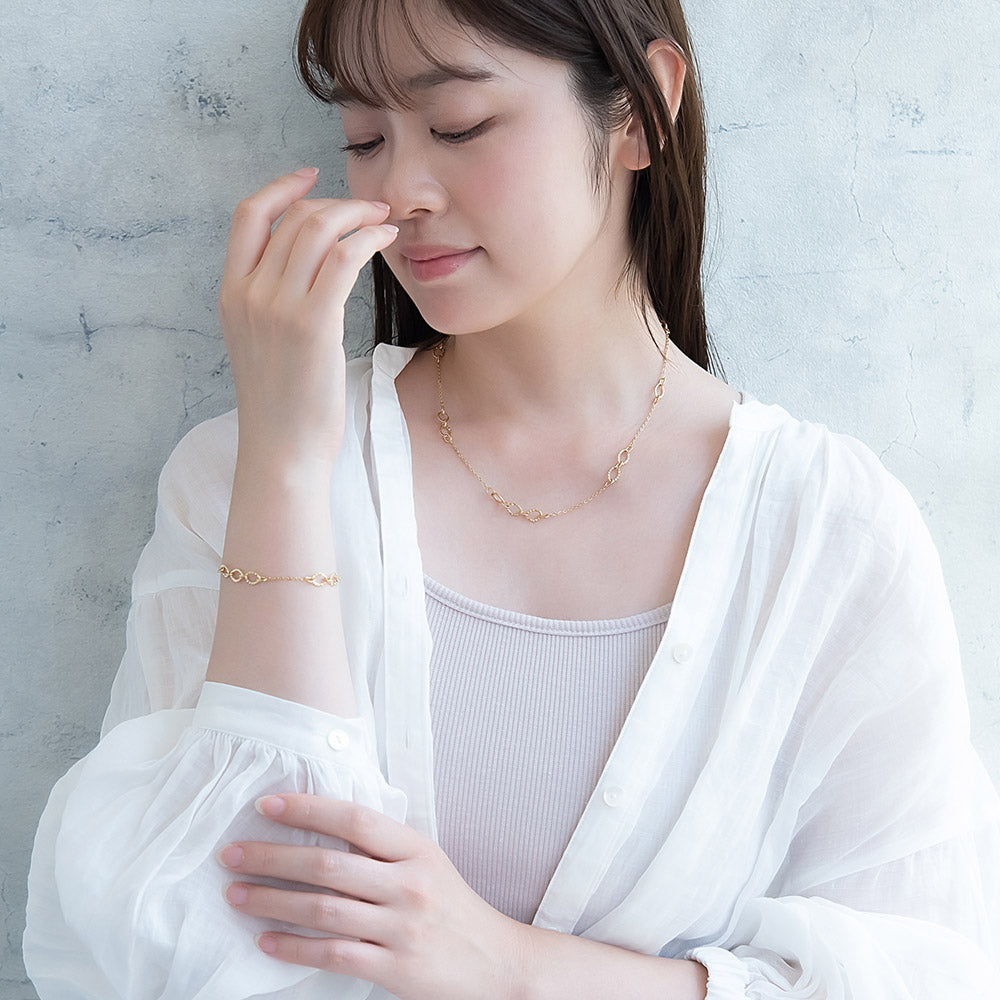ネックレス ステンレス テクスチャー デザイン チェーン ショートネックレス