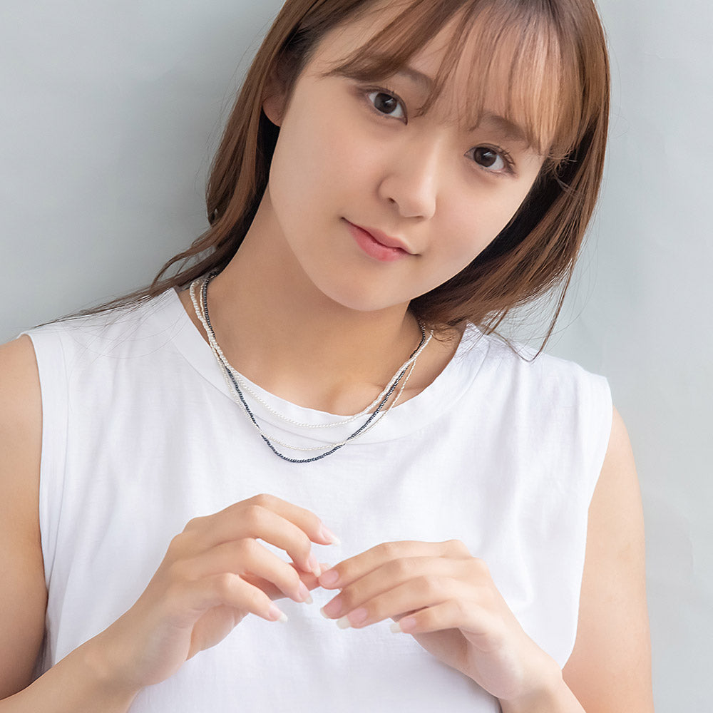 ネックレス カラー ビーズ パール 3連 ショートネックレス