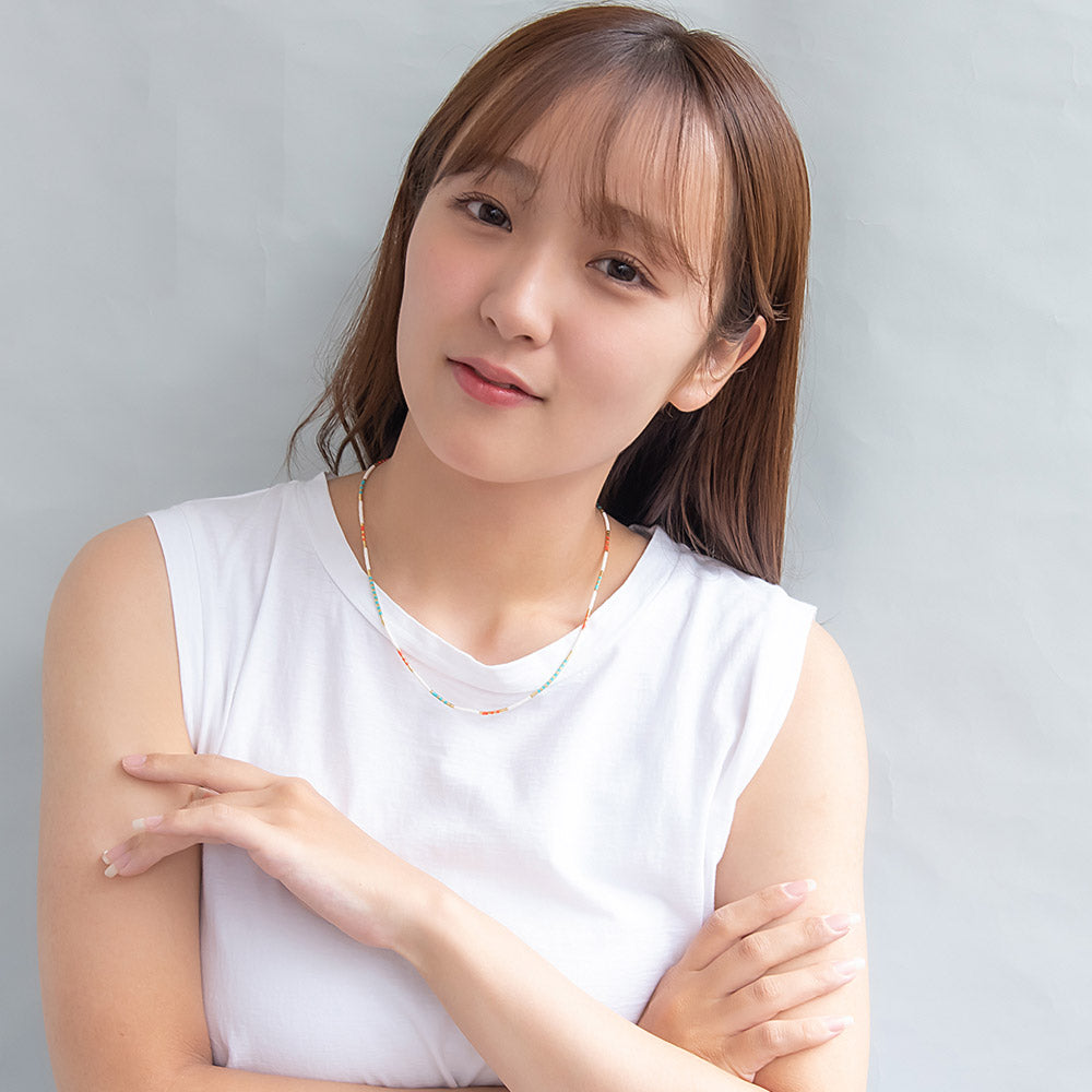 ネックレス カラー ビーズ ステンレス ショートネックレス