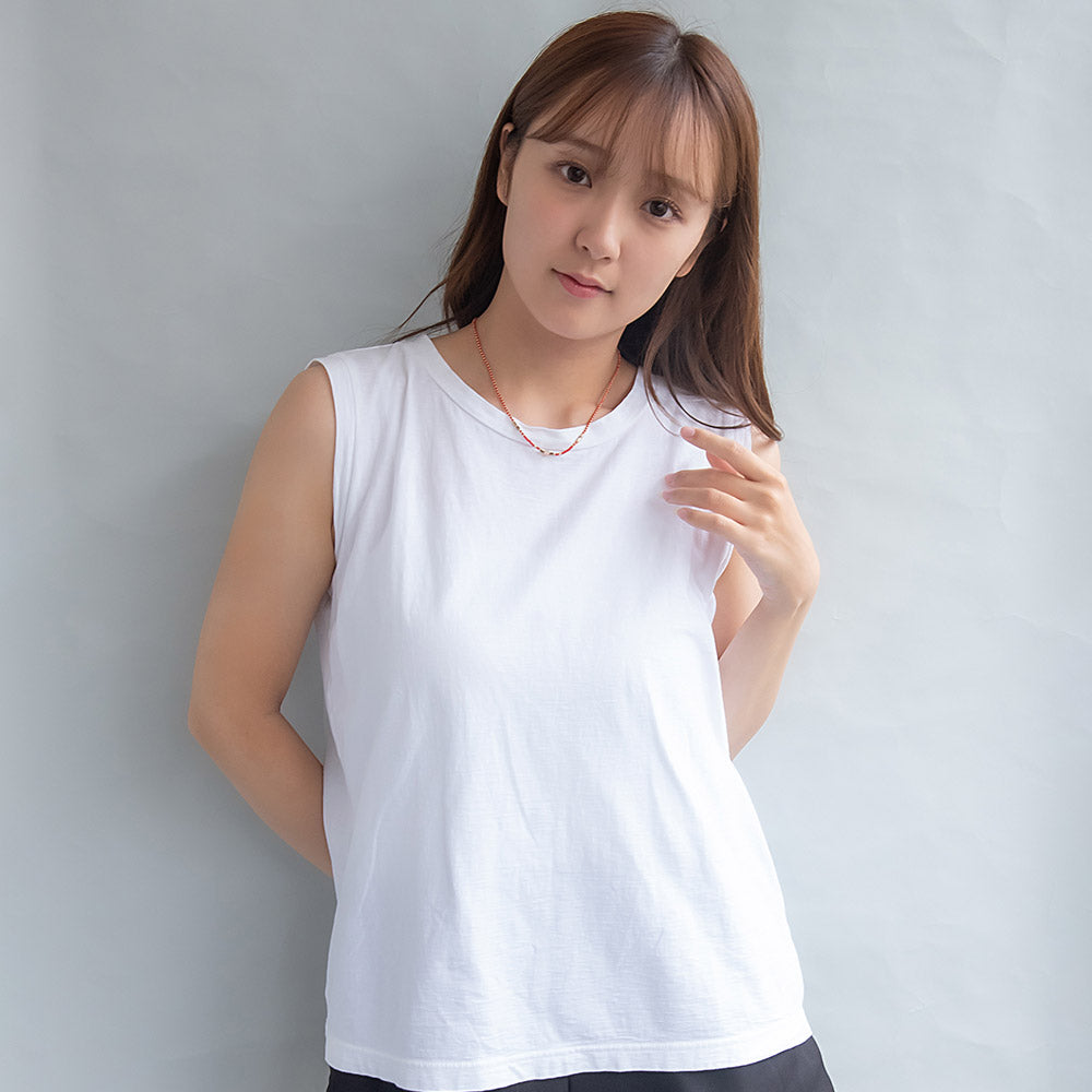 ネックレス ポイント 天然石 メタル カラー ビーズ レッド ステンレス ショートネックレス