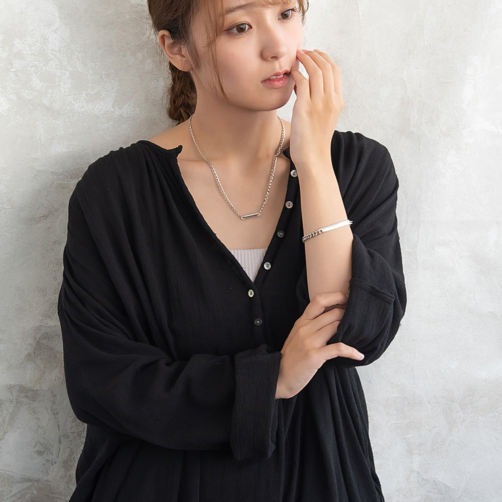 ネックレス Awesome ニッケルフリー メタル ライン プレート キヘイチェーン ショートネックレス