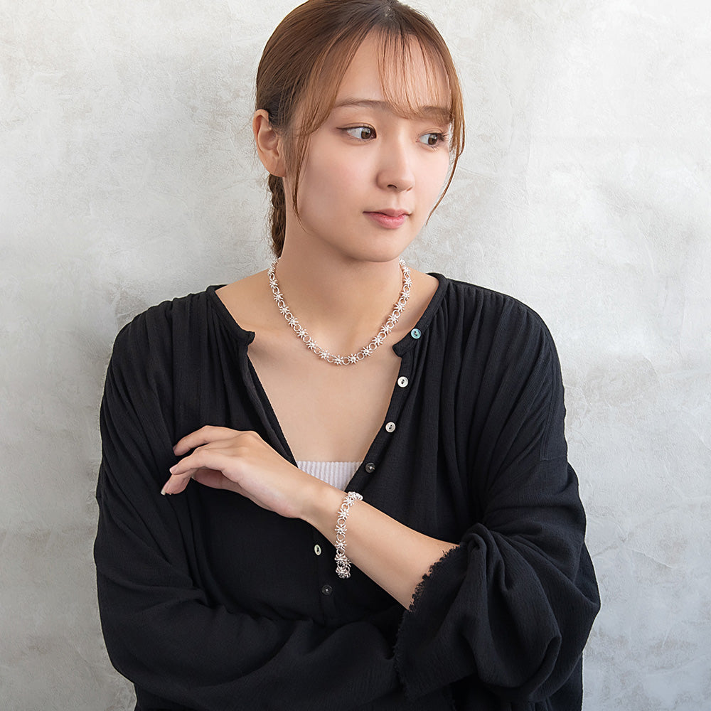 ネックレス Awesome ニッケルフリー メタル フラワー サークル チェーン ショートネックレス
