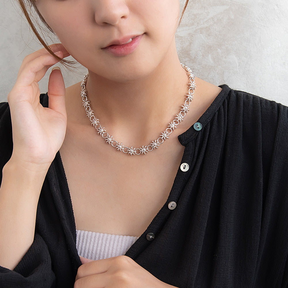 ネックレス Awesome ニッケルフリー メタル フラワー サークル チェーン ショートネックレス