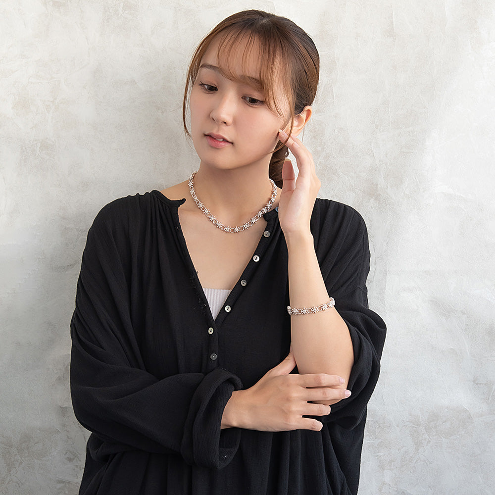 ネックレス Awesome ニッケルフリー メタル フラワー サークル チェーン ショートネックレス